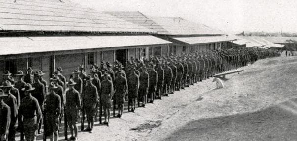 Pig inspects UT cadets during World War I